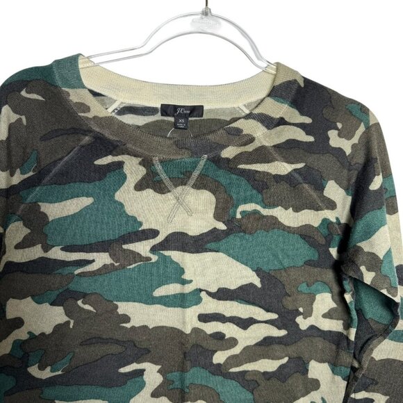 J.Crew Camo Sweatshirt Sweater womens Size XS 100% merino wool Crewneck NWT - Picture 8 of 12